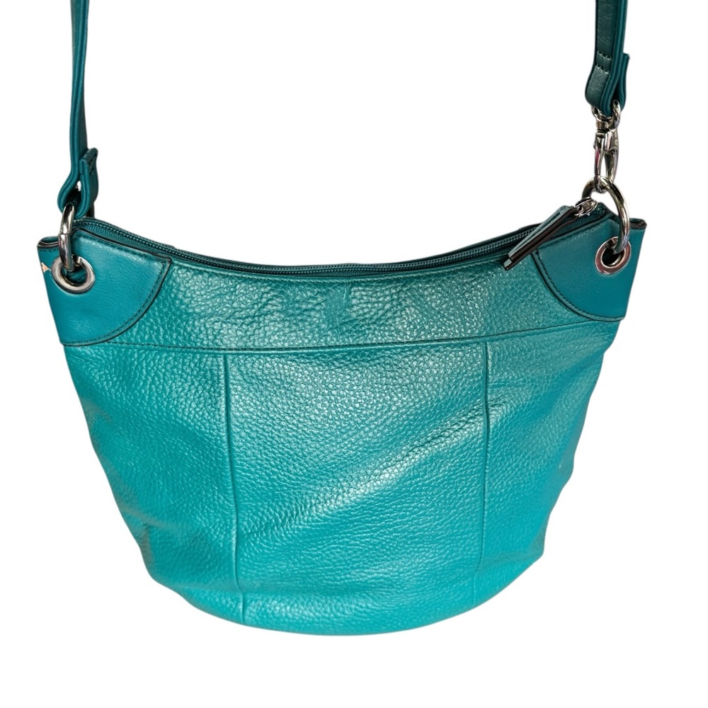 Tignanello Organizer Crossbody Bag – Blue Teal Leather. - Picture 8 of 11